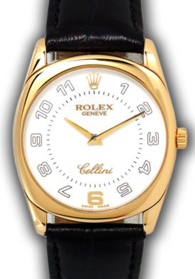 Rolex 4233 Yellow Gold on Strap White with Black Arabic & Gold 6